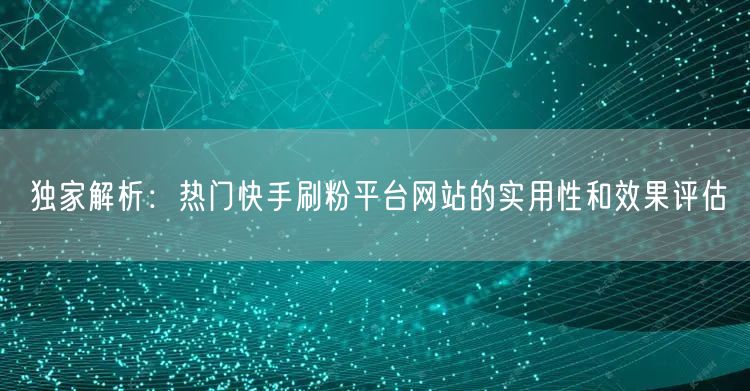 独家解析:热门快手刷粉平台网站的实用性和效果评估