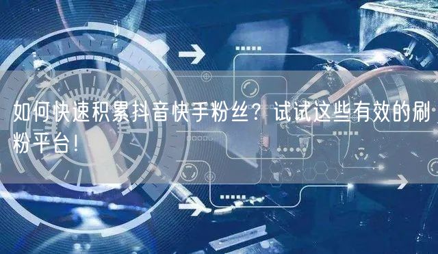 如何快速积累抖音快手粉丝?试试这些有效的刷粉平台!