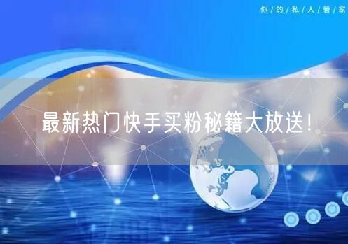 最新热门快手买粉秘籍大放送!