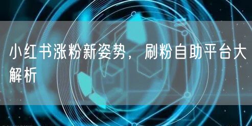 小红书涨粉新姿势,刷粉自助平台大解析